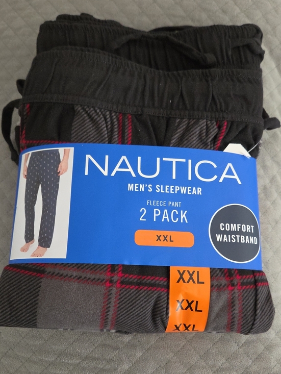 Nautica Other - Nautica Men's Fleece Sleep Pants 2-Pack - Black & Gray with Red Accent (XXL)